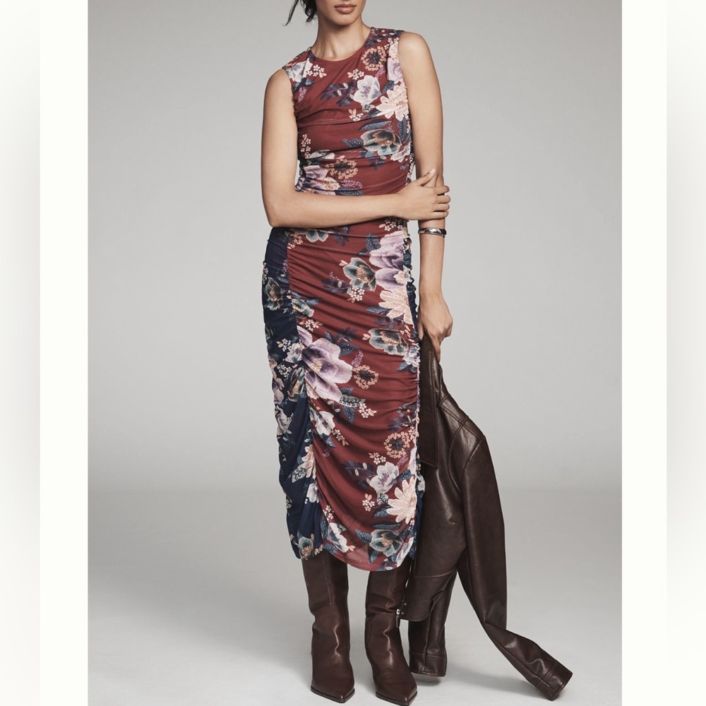 Farm Rio x Anthropologie Sleeveless Mesh Midi Dress. Size L. MSRP $178